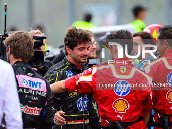 Charles Leclerc of Scuderia Ferrari celebrates his victory during the race of the Italian GP, the 16th round of the Formula 1 World Champion...