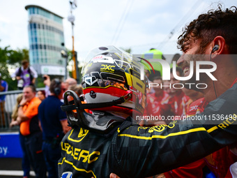 Charles Leclerc of Scuderia Ferrari celebrates his victory during the race of the Italian GP, the 16th round of the Formula 1 World Champion...