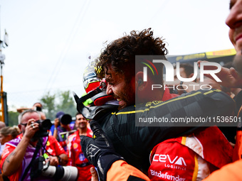 Charles Leclerc of Scuderia Ferrari celebrates his victory during the race of the Italian GP, the 16th round of the Formula 1 World Champion...