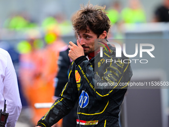 Charles Leclerc of Scuderia Ferrari celebrates his victory during the race of the Italian GP, the 16th round of the Formula 1 World Champion...