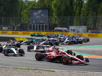 Charles Leclerc of Monaco drives the (16) Scuderia Ferrari SF-24 Ferrari during the race of the Formula 1 Pirelli Gran Premio d'Italia 2024...