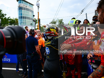 Charles Leclerc of Scuderia Ferrari celebrates his victory during the race of the Italian GP, the 16th round of the Formula 1 World Champion...