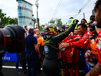 Charles Leclerc of Scuderia Ferrari celebrates his victory during the race of the Italian GP, the 16th round of the Formula 1 World Champion...