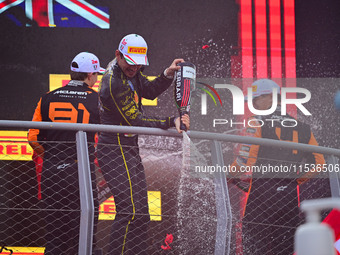 Charles Leclerc of Scuderia Ferrari celebrates his victory during the race of the Italian GP, the 16th round of the Formula 1 World Champion...