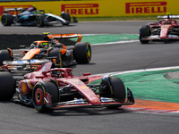 Charles Leclerc of Monaco drives the (16) Scuderia Ferrari SF-24 Ferrari during the race of the Formula 1 Pirelli Gran Premio d'Italia 2024...