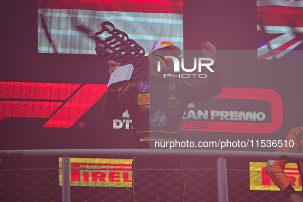 Charles Leclerc of Scuderia Ferrari celebrates his victory during the race of the Italian GP, the 16th round of the Formula 1 World Champion...