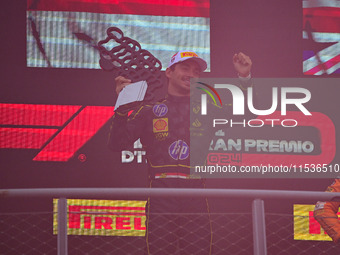 Charles Leclerc of Scuderia Ferrari celebrates his victory during the race of the Italian GP, the 16th round of the Formula 1 World Champion...