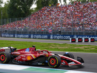 Charles Leclerc of Monaco drives the (16) Scuderia Ferrari SF-24 Ferrari during the race of the Formula 1 Pirelli Gran Premio d'Italia 2024...