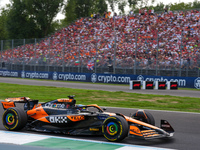 Oscar Piastri of Australia drives the (81) McLaren F1 Team MCL38 Mercedes during the race of the Formula 1 Pirelli Gran Premio d'Italia 2024...