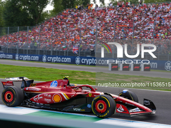 Carlos Sainz Jr. of Spain drives the (55) Scuderia Ferrari SF-24 Ferrari during the race of the Formula 1 Pirelli Gran Premio d'Italia 2024...