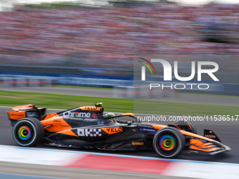 Lando Norris of the UK drives the (4) McLaren F1 Team MCL38 Mercedes during the race of the Formula 1 Pirelli Gran Premio d'Italia 2024 in M...