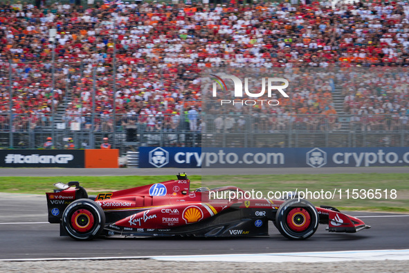 Carlos Sainz Jr. of Spain drives the (55) Scuderia Ferrari SF-24 Ferrari during the race of the Formula 1 Pirelli Gran Premio d'Italia 2024...