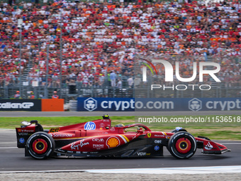 Carlos Sainz Jr. of Spain drives the (55) Scuderia Ferrari SF-24 Ferrari during the race of the Formula 1 Pirelli Gran Premio d'Italia 2024...