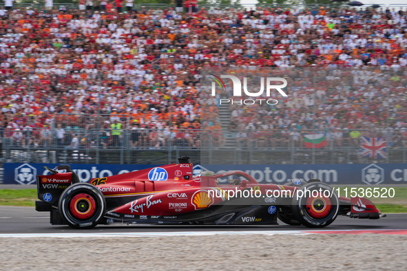 Charles Leclerc of Monaco drives the (16) Scuderia Ferrari SF-24 Ferrari during the race of the Formula 1 Pirelli Gran Premio d'Italia 2024...