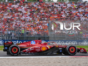 Charles Leclerc of Monaco drives the (16) Scuderia Ferrari SF-24 Ferrari during the race of the Formula 1 Pirelli Gran Premio d'Italia 2024...