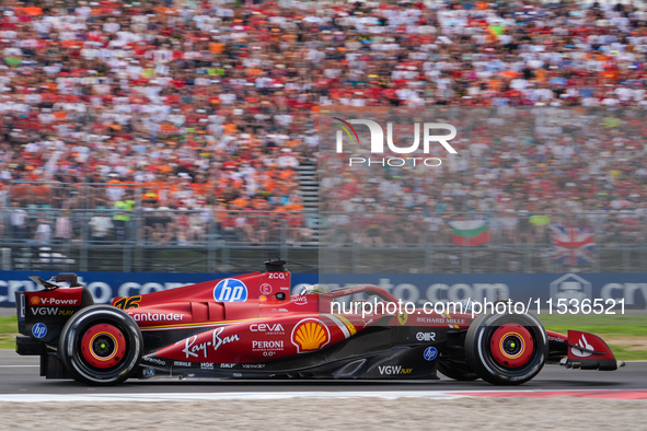 Charles Leclerc of Monaco drives the (16) Scuderia Ferrari SF-24 Ferrari during the race of the Formula 1 Pirelli Gran Premio d'Italia 2024...