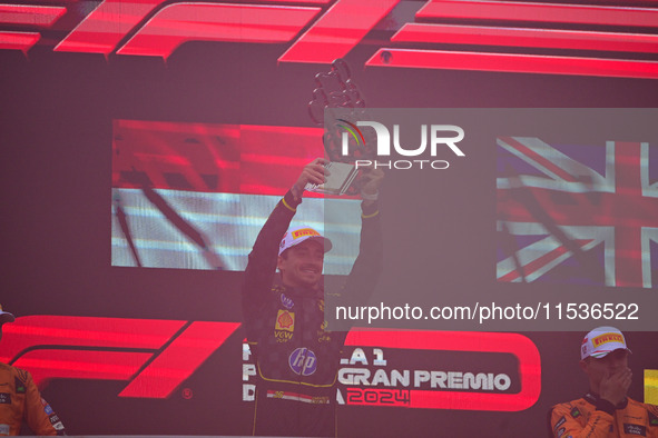 Charles Leclerc of Scuderia Ferrari celebrates his victory during the race of the Italian GP, the 16th round of the Formula 1 World Champion...