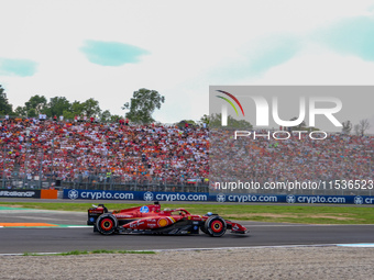 Charles Leclerc of Monaco drives the (16) Scuderia Ferrari SF-24 Ferrari during the race of the Formula 1 Pirelli Gran Premio d'Italia 2024...