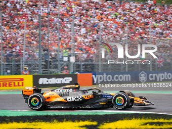 Oscar Piastri of Australia drives the (81) McLaren F1 Team MCL38 Mercedes during the race of the Formula 1 Pirelli Gran Premio d'Italia 2024...