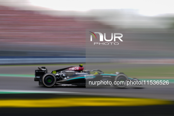 Lewis Hamilton of the UK drives the (44) Mercedes-AMG Petronas F1 Team F1 W15 E Performance Mercedes during the race of the Formula 1 Pirell...