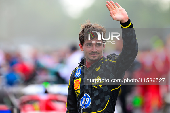 Charles Leclerc of Scuderia Ferrari celebrates his victory during the race of the Italian GP, the 16th round of the Formula 1 World Champion...