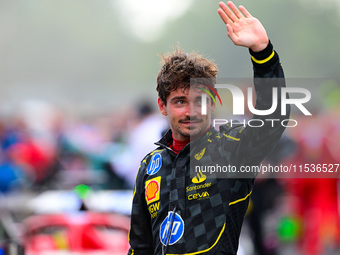 Charles Leclerc of Scuderia Ferrari celebrates his victory during the race of the Italian GP, the 16th round of the Formula 1 World Champion...