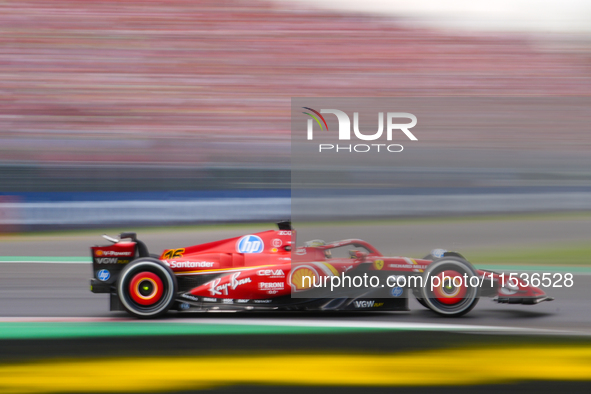 Charles Leclerc of Monaco drives the (16) Scuderia Ferrari SF-24 Ferrari during the race of the Formula 1 Pirelli Gran Premio d'Italia 2024...