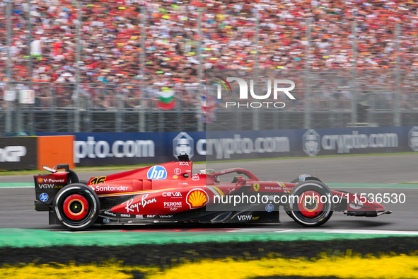 Charles Leclerc of Monaco drives the (16) Scuderia Ferrari SF-24 Ferrari during the race of the Formula 1 Pirelli Gran Premio d'Italia 2024...