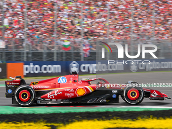 Charles Leclerc of Monaco drives the (16) Scuderia Ferrari SF-24 Ferrari during the race of the Formula 1 Pirelli Gran Premio d'Italia 2024...