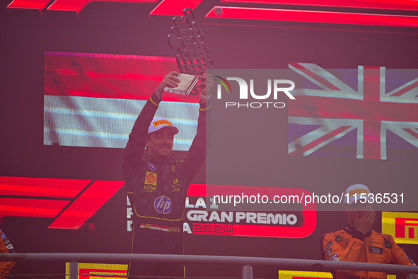 Charles Leclerc of Scuderia Ferrari celebrates his victory during the race of the Italian GP, the 16th round of the Formula 1 World Champion...