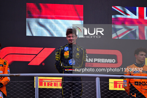 Charles Leclerc of Scuderia Ferrari celebrates his victory during the race of the Italian GP, the 16th round of the Formula 1 World Champion...