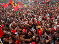 Charles Leclerc of Ferrari celebrates after the Formula 1 Italian Grand Prix at Autodromo Nazionale di Monza in Monza, Italy on September 1,...