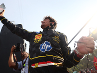 Charles Leclerc of Ferrari celebrates after the Formula 1 Italian Grand Prix at Autodromo Nazionale di Monza in Monza, Italy on September 1,...