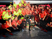 Charles Leclerc of Scuderia Ferrari celebrates his victory during the race of the Italian GP, the 16th round of the Formula 1 World Champion...