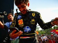 Charles Leclerc of Scuderia Ferrari celebrates his victory during the race of the Italian GP, the 16th round of the Formula 1 World Champion...