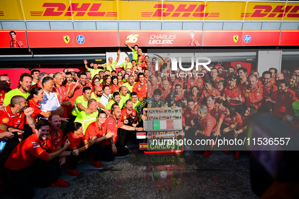 Charles Leclerc of Scuderia Ferrari celebrates his victory during the race of the Italian GP, the 16th round of the Formula 1 World Champion...