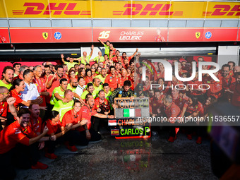 Charles Leclerc of Scuderia Ferrari celebrates his victory during the race of the Italian GP, the 16th round of the Formula 1 World Champion...