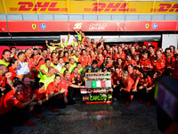 Charles Leclerc of Scuderia Ferrari celebrates his victory during the race of the Italian GP, the 16th round of the Formula 1 World Champion...