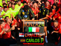 Charles Leclerc of Scuderia Ferrari celebrates his victory during the race of the Italian GP, the 16th round of the Formula 1 World Champion...