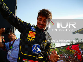 Charles Leclerc of Scuderia Ferrari celebrates his victory during the race of the Italian GP, the 16th round of the Formula 1 World Champion...