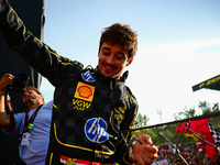 Charles Leclerc of Scuderia Ferrari celebrates his victory during the race of the Italian GP, the 16th round of the Formula 1 World Champion...