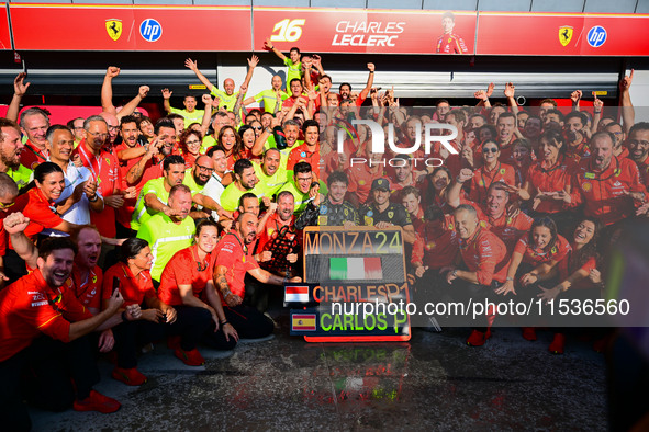 Charles Leclerc of Scuderia Ferrari celebrates his victory during the race of the Italian GP, the 16th round of the Formula 1 World Champion...