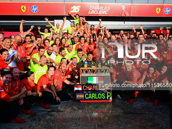 Charles Leclerc of Scuderia Ferrari celebrates his victory during the race of the Italian GP, the 16th round of the Formula 1 World Champion...