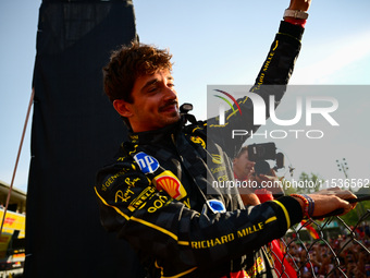 Charles Leclerc of Scuderia Ferrari celebrates his victory during the race of the Italian GP, the 16th round of the Formula 1 World Champion...