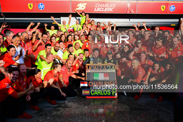 Charles Leclerc of Scuderia Ferrari celebrates his victory during the race of the Italian GP, the 16th round of the Formula 1 World Champion...