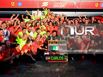 Charles Leclerc of Scuderia Ferrari celebrates his victory during the race of the Italian GP, the 16th round of the Formula 1 World Champion...