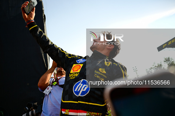 Charles Leclerc of Scuderia Ferrari celebrates his victory during the race of the Italian GP, the 16th round of the Formula 1 World Champion...