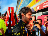 Charles Leclerc of Scuderia Ferrari celebrates his victory during the race of the Italian GP, the 16th round of the Formula 1 World Champion...