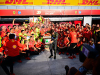 Charles Leclerc of Scuderia Ferrari celebrates his victory during the race of the Italian GP, the 16th round of the Formula 1 World Champion...