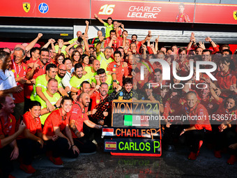 Charles Leclerc of Scuderia Ferrari celebrates his victory during the race of the Italian GP, the 16th round of the Formula 1 World Champion...